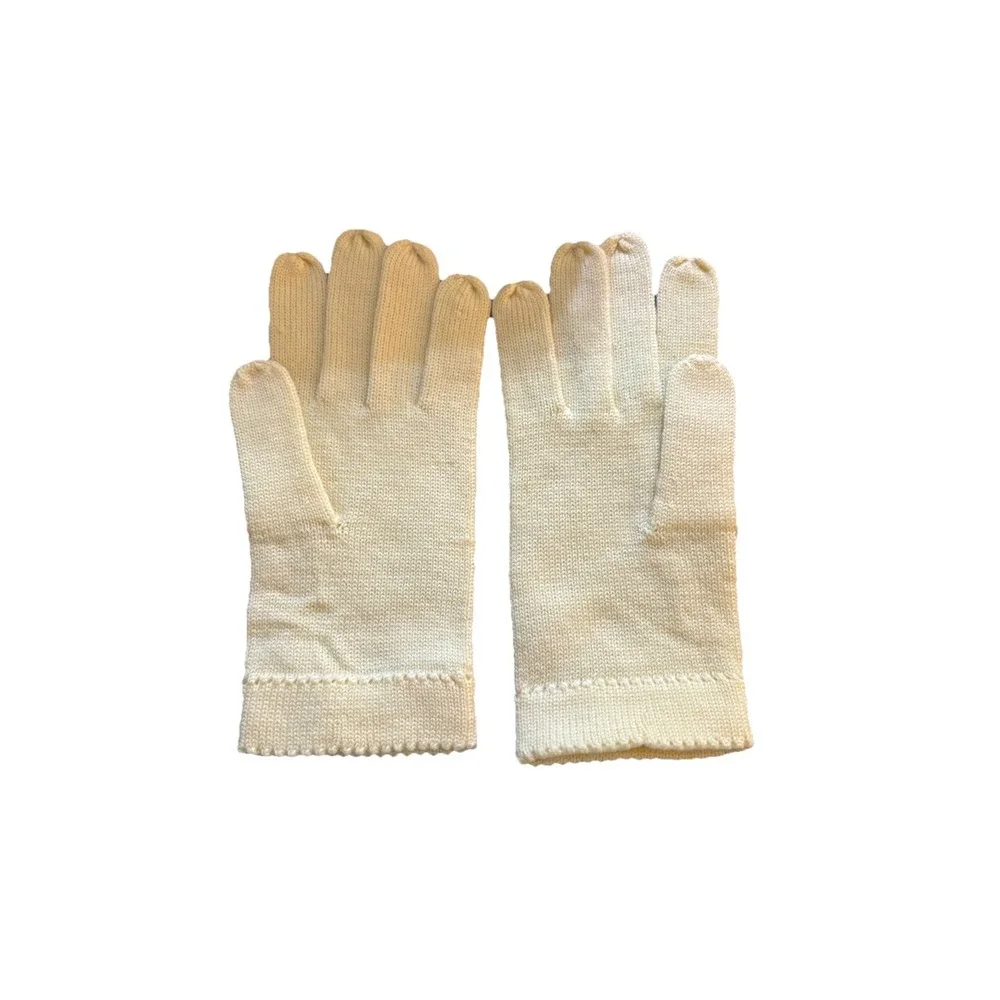 Ivory Knit Gloves Floral Bead Detail Handmade Irish Crochet Lace Collar Vtg‎ 50s
